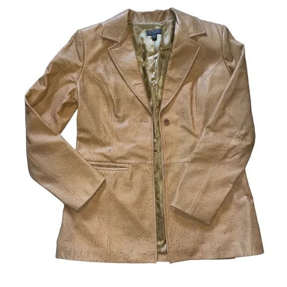 Vintage Classiques Entier 100% Leather Tan Jacket Blazer Women’s size 6 - Picture 1 of 9